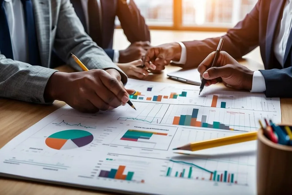 A group of persons and make a strategy for email campaign